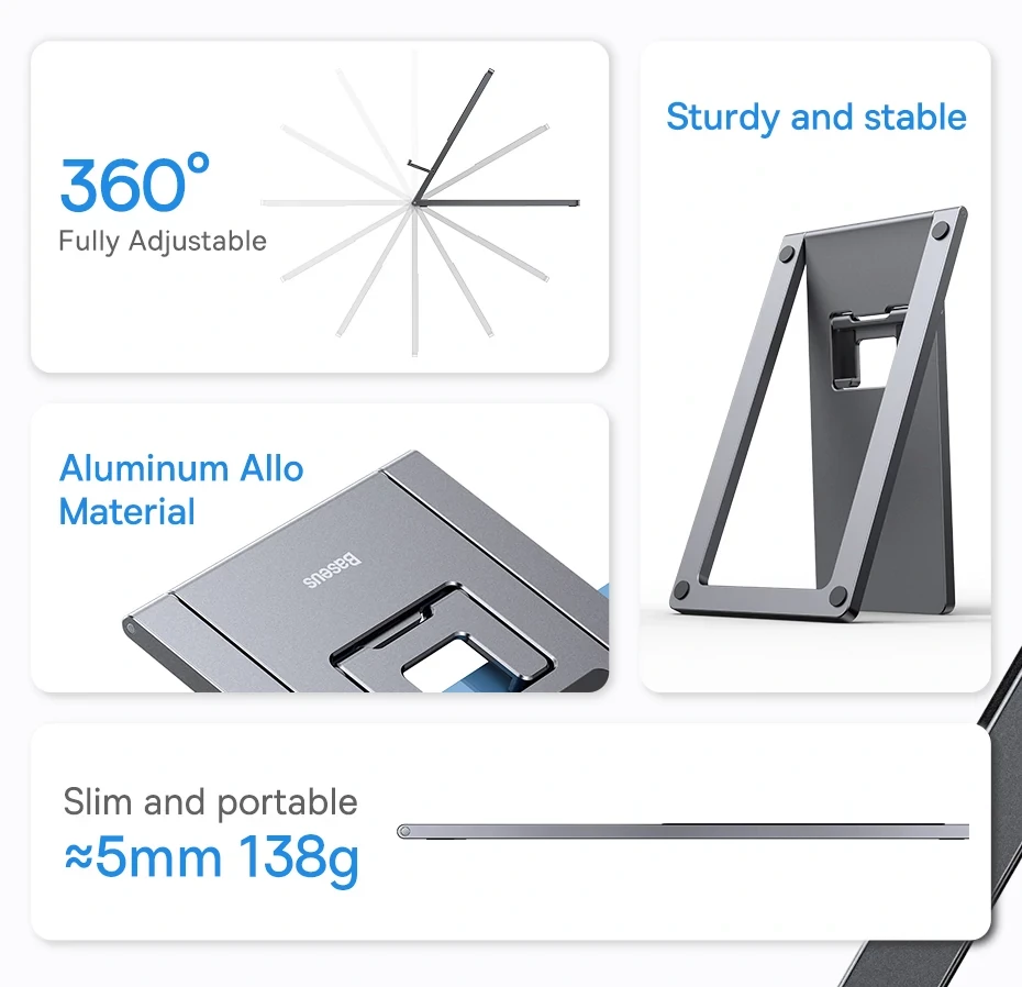 Baseus Foldable Metal Desktop Holder For iPad Pro 2021 2020 iphone Tablet Desktop Stand Notebook Stand Laptop 8