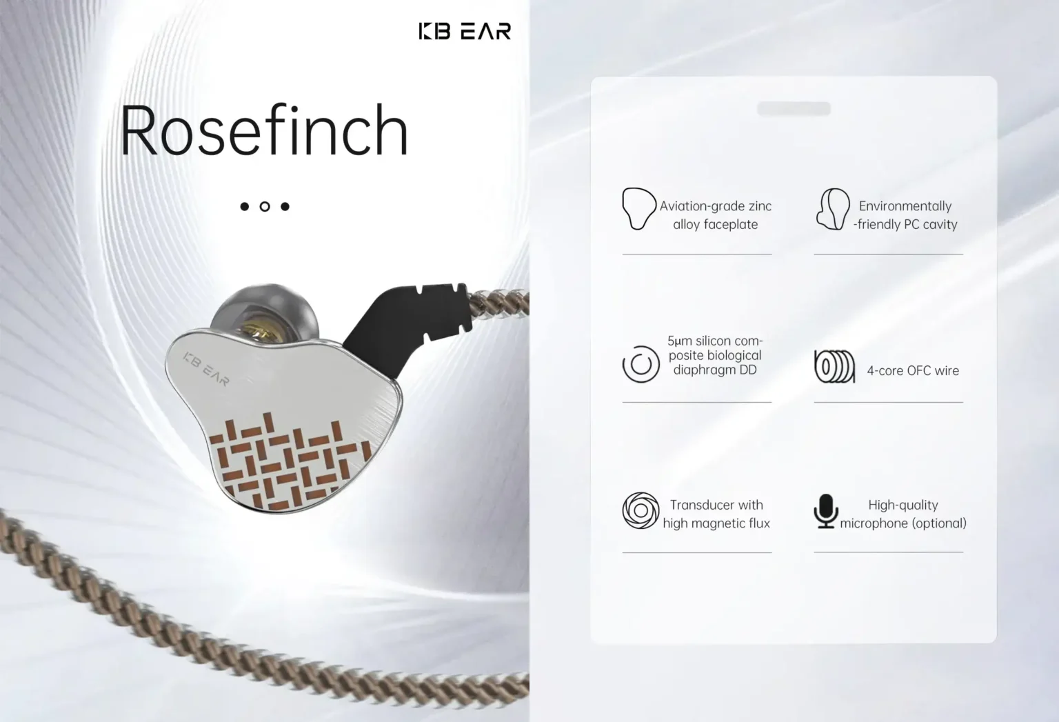 KBEAR Rosefinch 10mm Biological Diaphragm In Ear Monitor Earphone