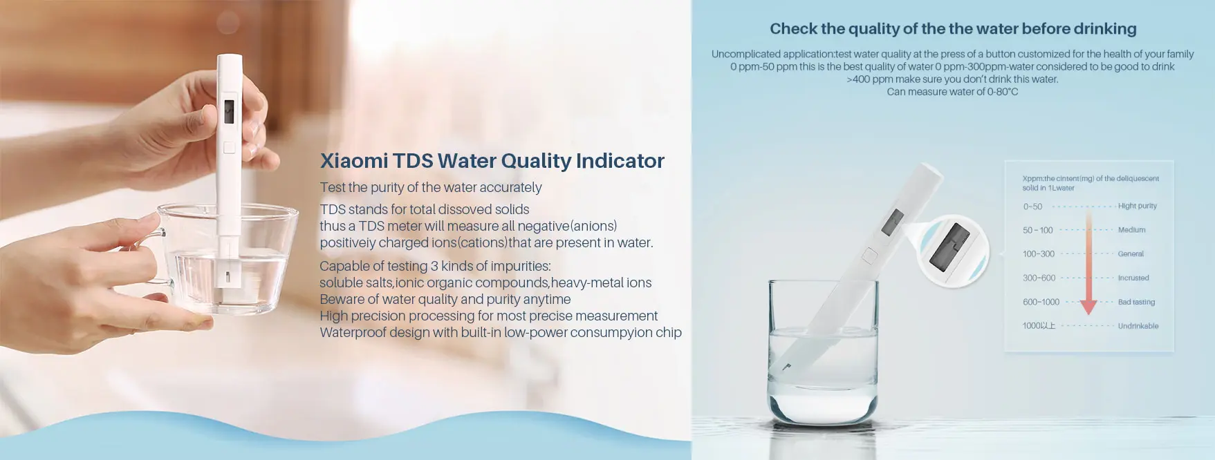 Xiaomi Mi TDS Meter Water Quality Tester Pen 2