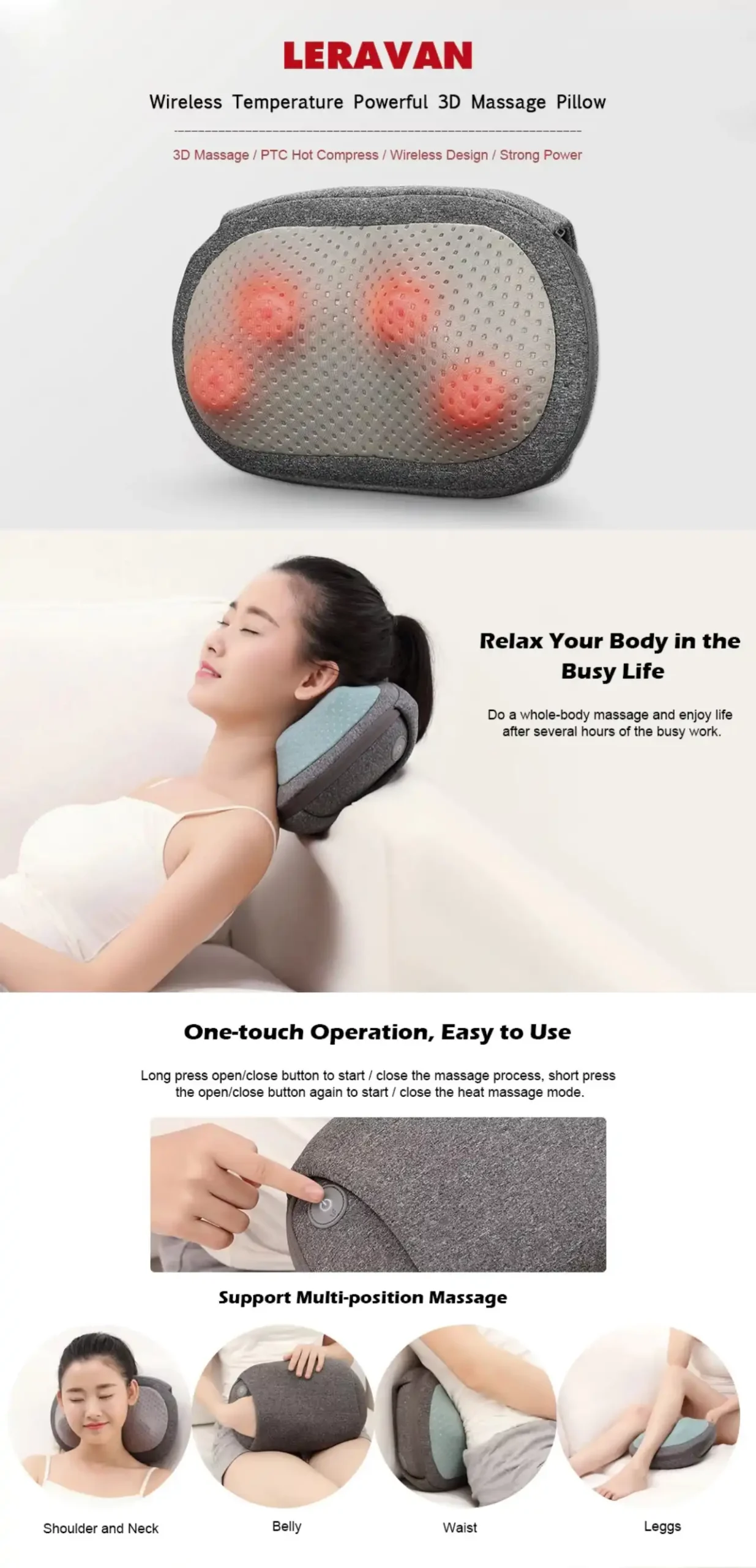 Wireless clearance massage pillow