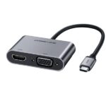 Ugreen cm162 (50505) usb-c to hdmi/vga/usb 3.0 type-a adapter with pd gray