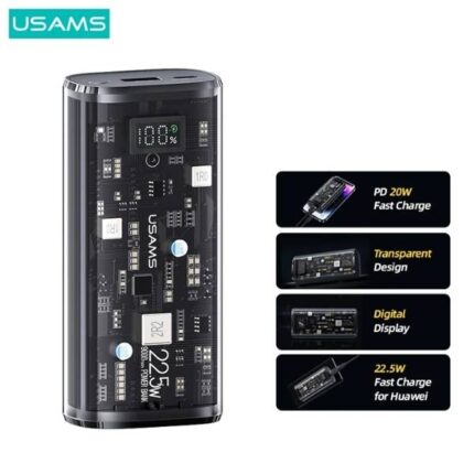 USAMS 9000mAh Transparent Digital Display Power Bank