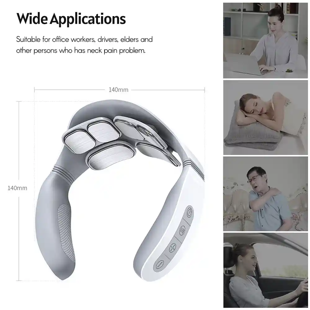 Neck Massager Pain Relief Heating Therapy 5 Massage Modes Voice Broadcast Remote Control 3