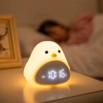 creative night light bird pattern mini led touch alarm clock