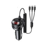 USAMS US-CC119 C22 3.4A Dual USB Car Charger With 3IN1 Spring Cable
