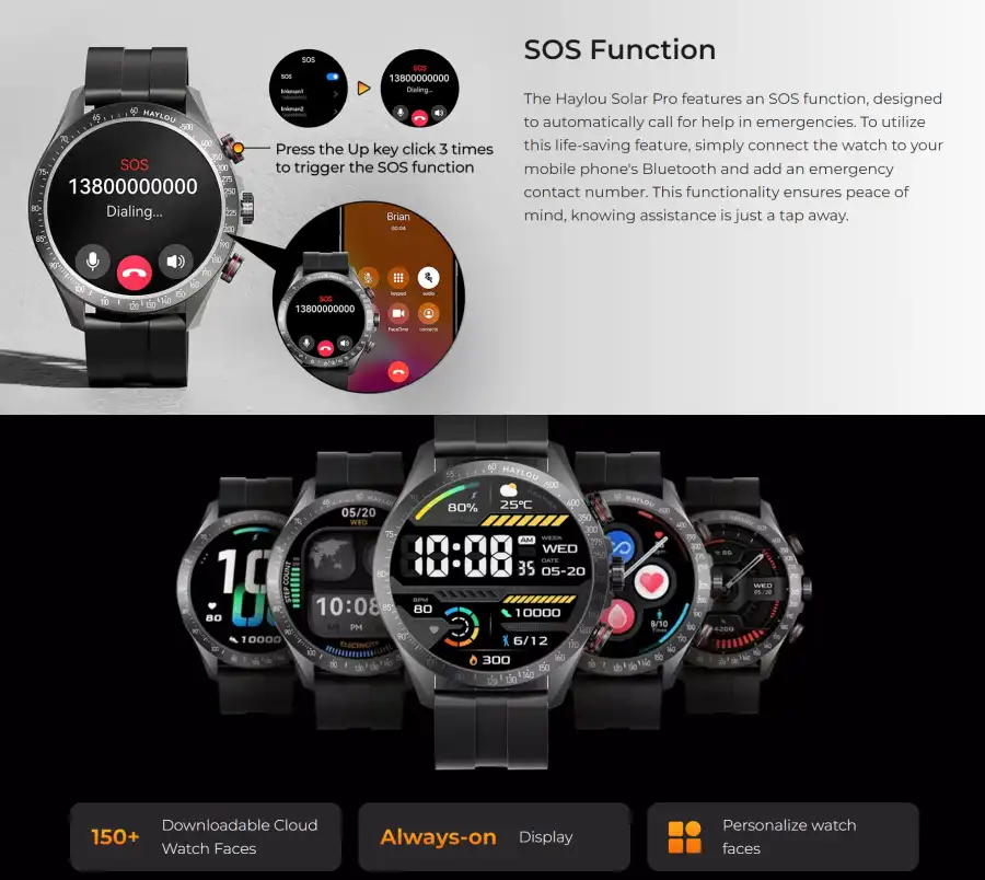 Haylou Solar Pro AMOLED Bluetooth Calling Smart Watch - Best