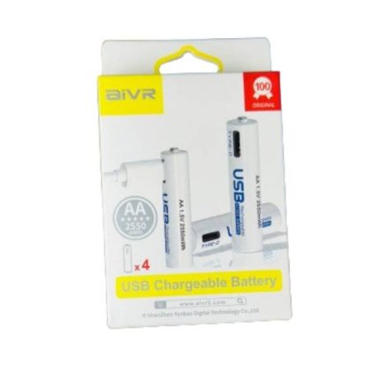 AiVR USB-C Rechargeable Batteries 4pc AA 2550 mWh