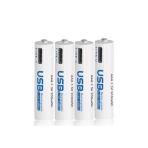 AiVR USB-C Rechargeable Batteries 4pc AAA 900 MWh