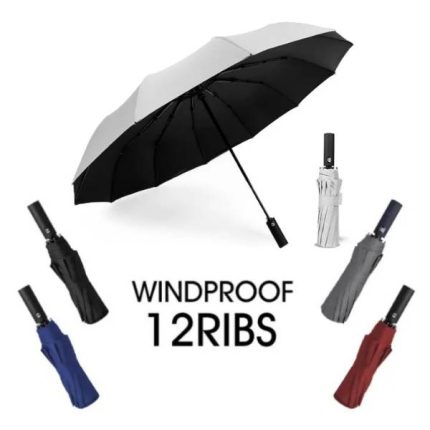 Fully Automatic 12 Rib Strong Wind Resistant Folding Umbrella