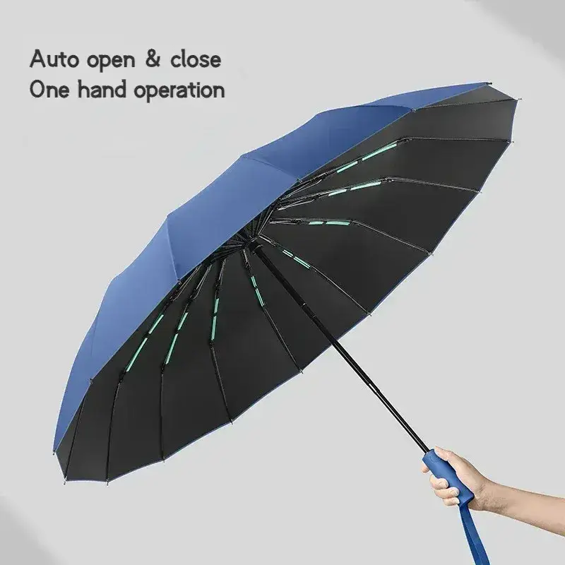 Fully Automatic 16 Rib Strong Wind Resistant Folding Umbrella 4