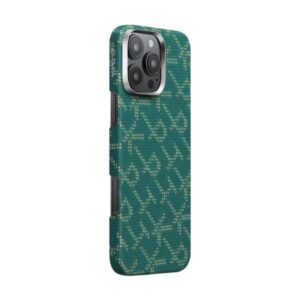 Pitaka Gold Green Classic Monogram Tactile Woven Case for iPhone 16 Pro & 16 Pro Max