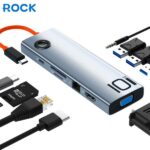 Rock TR30 10in1 Type-C To HDMI VGA Audio USB 3.0 SD TF LAN PD Docking Station Hub
