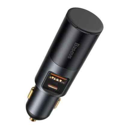 Baseus 120W Car Charger Cigarette Lighter Expansion Splitter Socket Type C USB Dual Ports