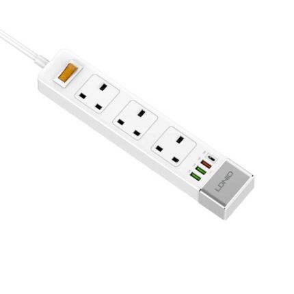 LDNIO SK3467 3 Power Socket 3 USB 1 Type-C Port Extension Adapter UK Plug