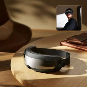 Xiaomi Mijia Smart Eye Massager with hot compress placed on table showing modern eye care design