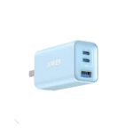 Anker 535 A2332 65W GaN USB-C Charger 3 Port Fast Charging Adapter Blue