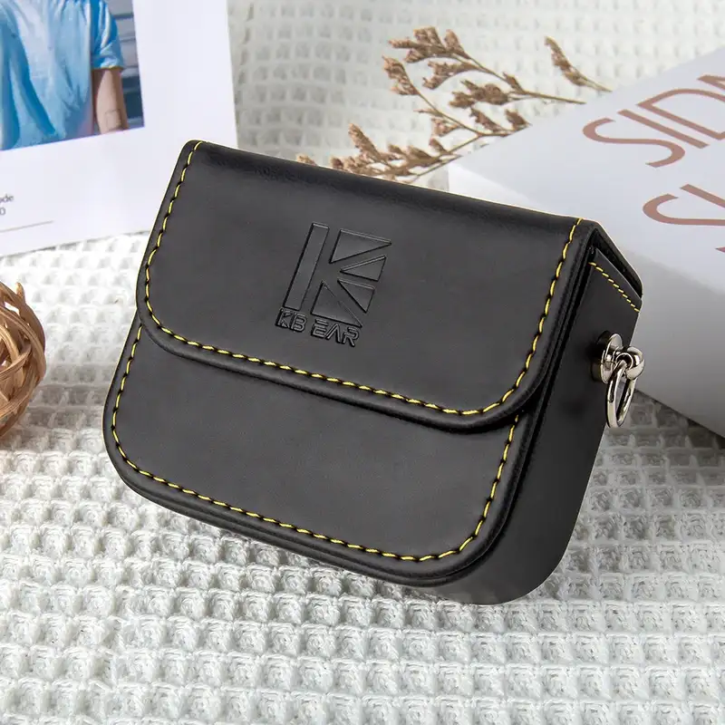 KBEAR BP02 Opbergtas Voor Oortelefoons – Multifunctioneel PU-etui Met Flip-top, Haakring, Compact 8,7x6,8x4 Cm, Voor Kabels En Kleine Spullen