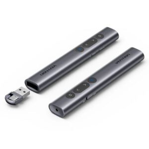 Vention KQIH0 Wireless PowerPoint Presentation Clicker with Red Laser Pointer – Gray
