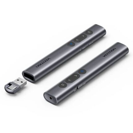 Vention KQIH0 Wireless PowerPoint Presentation Clicker with Red Laser Pointer – Gray