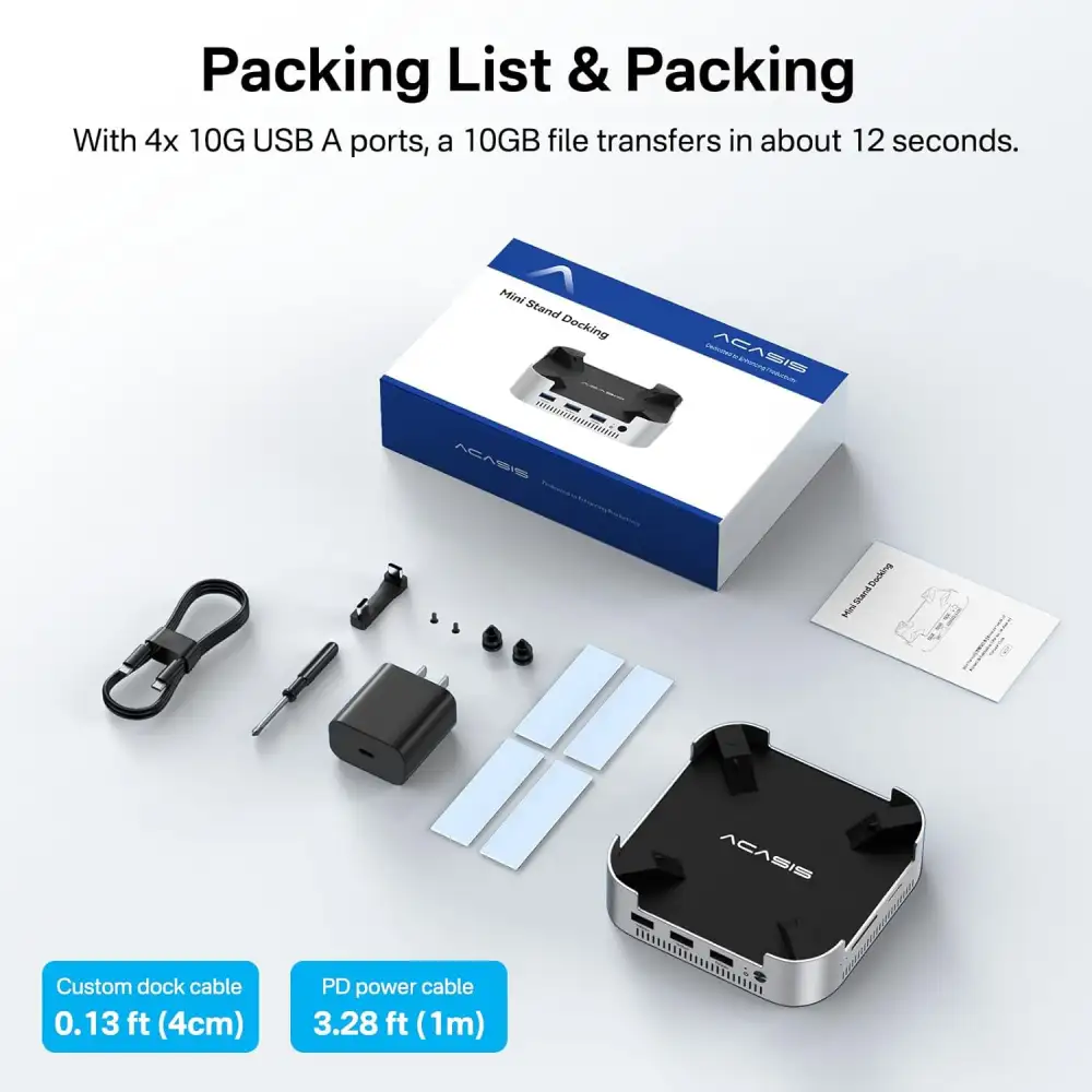 ACASIS 10-in-1 Dock with 10Gbps Dual SSD Enclosure for M4/M4PRO Mac mini