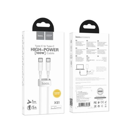 Hoco X51 100W PD Fast Charging Type-C to Type-C Cable 1 Meter