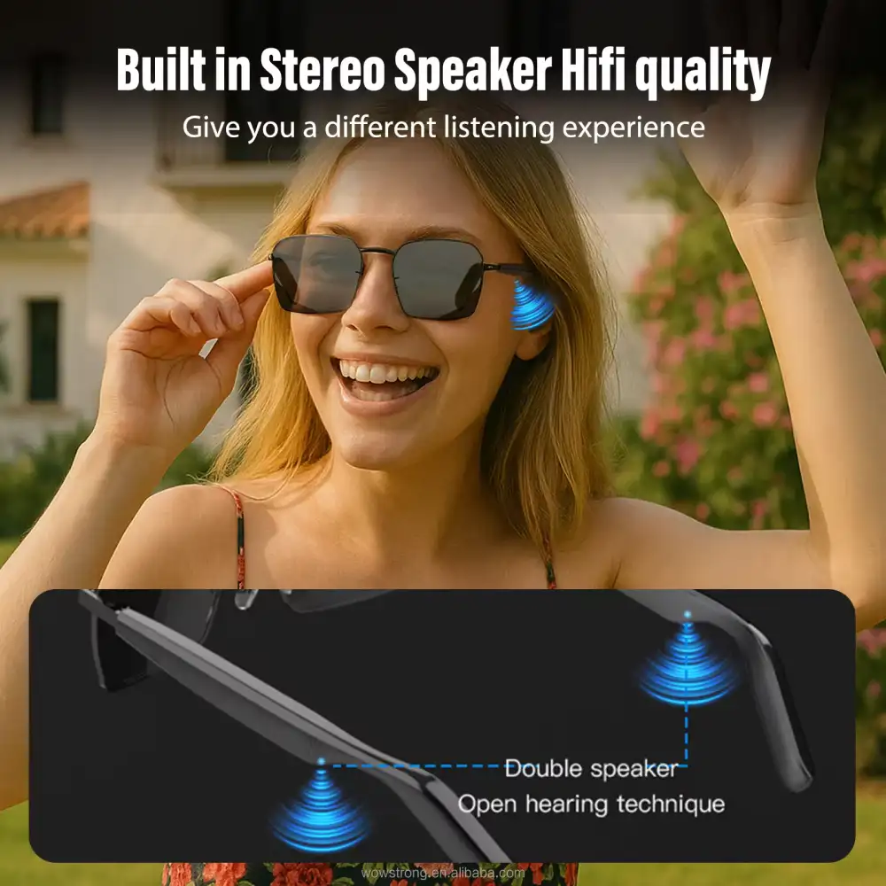 Smart Glasses Blue Light Filtering Lenses Bluetooth 5.4 Audio Mic