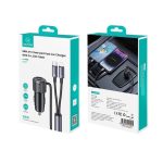 USAMS CC287 YT Series 66W Dual-Port USB & Type-C Car Fast Charger with 2-in-1 Cable