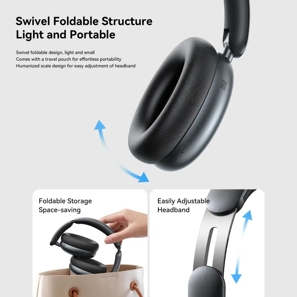 JR JH1 Hybrid ANC Wireless Headphones Black 2