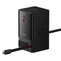 Baseus PowerCombo Digital Power Strip 3AC + USB + Type C+ Retractable-C 65W With 1.5m Power Cord