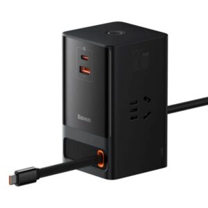 Baseus PowerCombo Digital Power Strip 3AC + USB + Type C+ Retractable-C 65W With 1.5m Power Cord