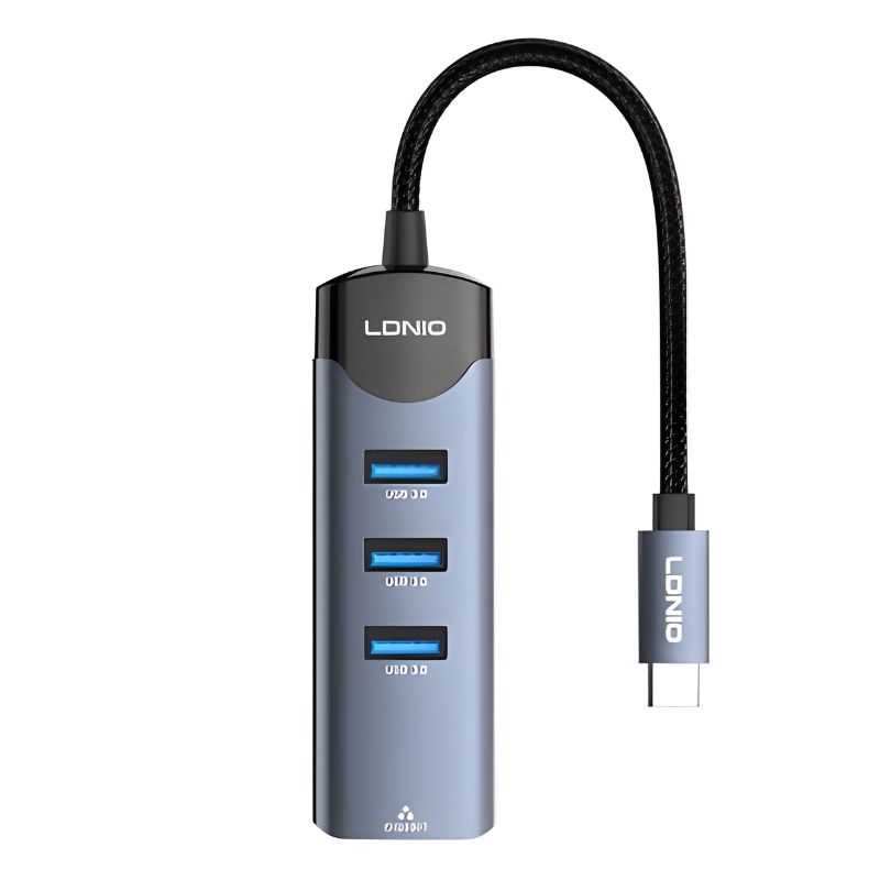 LDNIO DS-144UC 4-in-1 USBType-C Hub with RJ45 Network LAN Port LDNIO DS-144UC 4-in-1 USB/Type-C Hub with RJ45 Network LAN Port