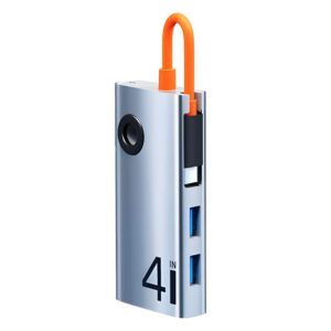 ROCK TR26 4 in 1 Type-C to USB 3.0×3+RJ45 Portable Multifunctional HUB Docking Station