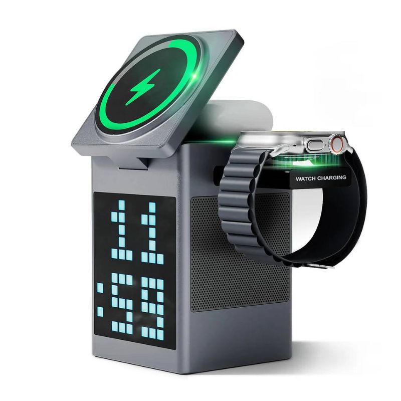 Valdus Pixel Dock 5-in-1 Wireless Charger with Speaker and Clock Valdus Pixel Dock 5-in-1 Wireless Charger with Speaker and Clock