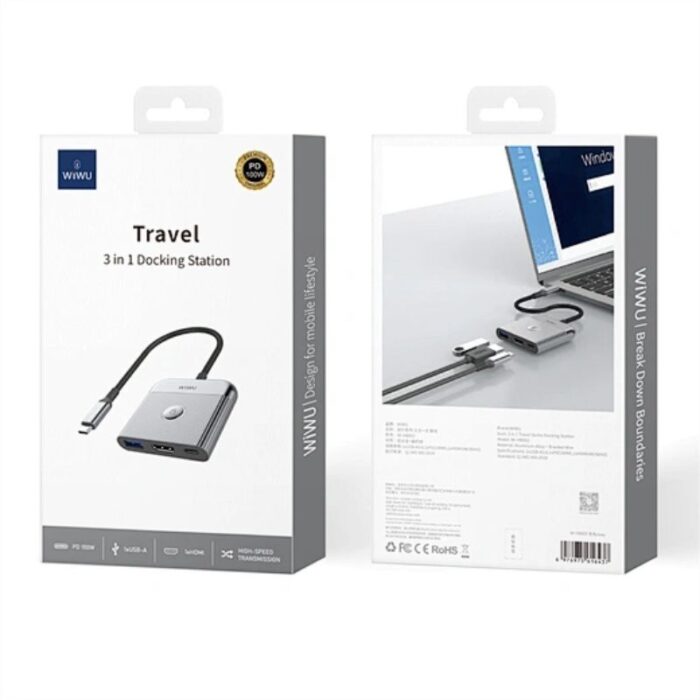 WiWU Wi-HB002 3 in 1 Type C hub Laptop Adatpter