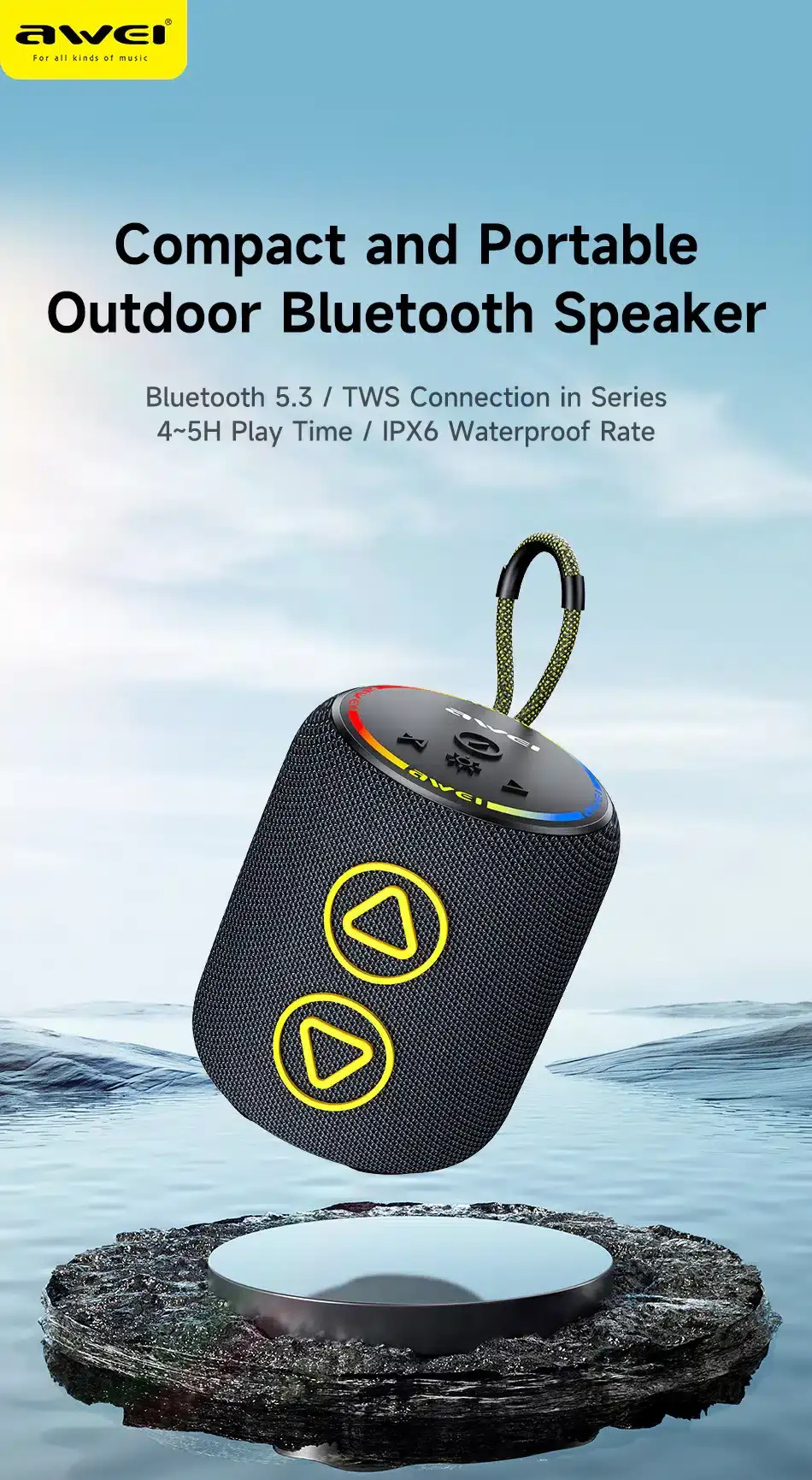 . Awei Y668 portable speaker with deep heavy bass