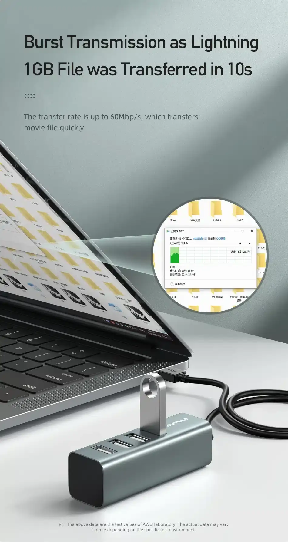 Awei CL122 durable USB hub with stable data transfer