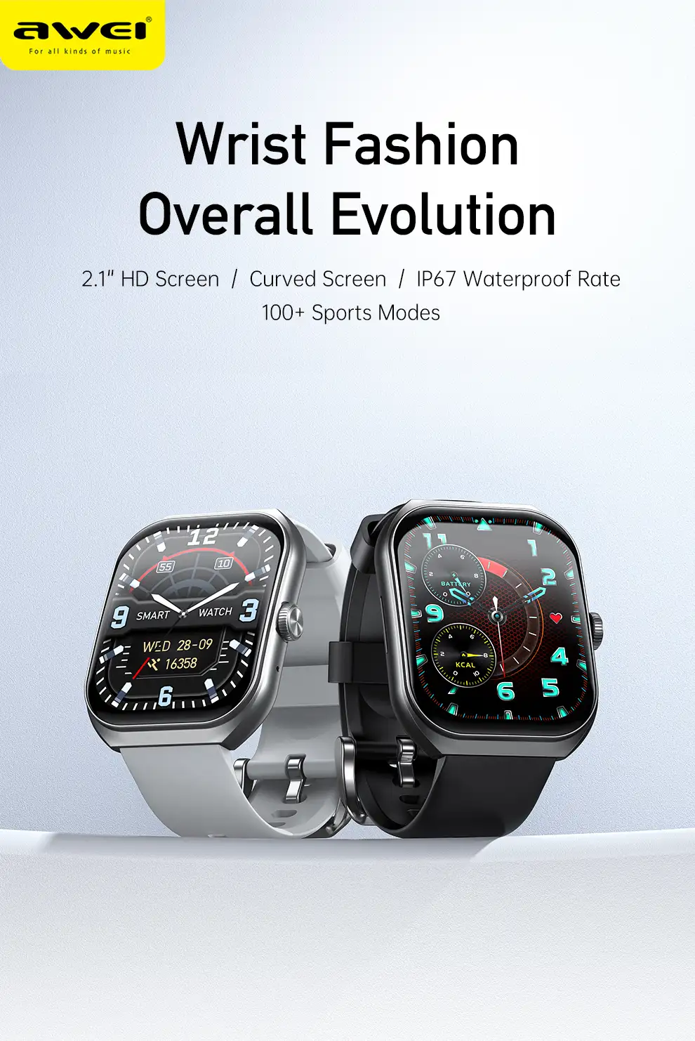 Awei H46 stylish smartwatch with bright HD display