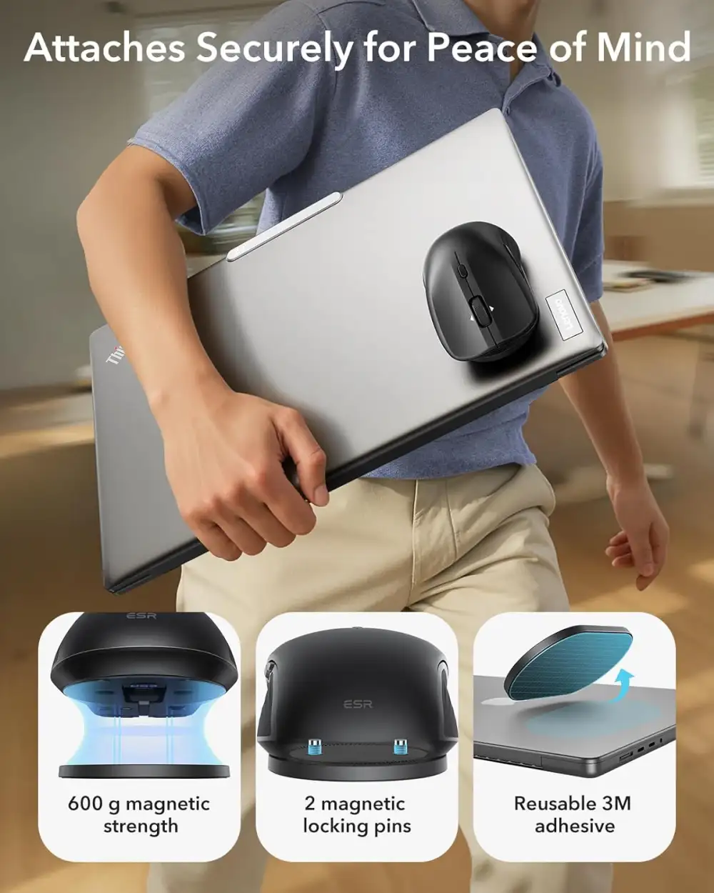 ESR MagMouse wireless mouse with snap-to-carry design