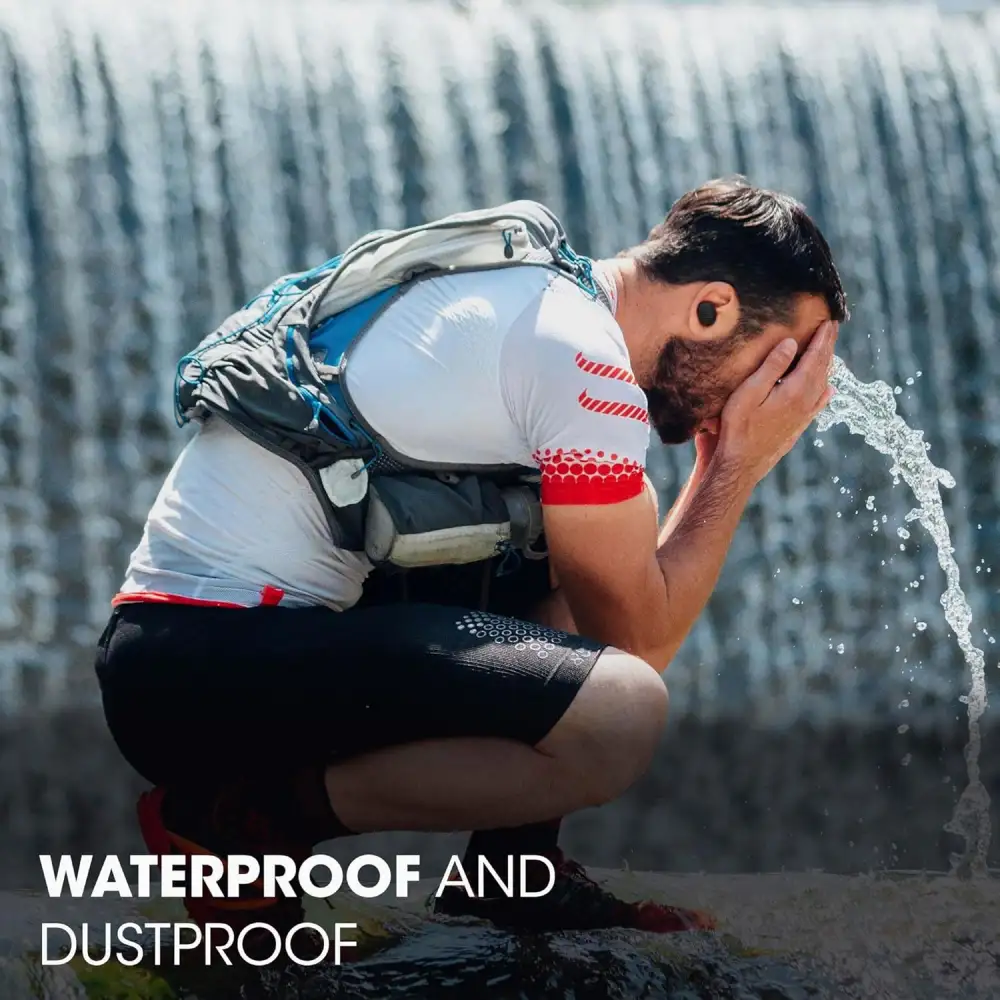 Athlete wearing JBL Endurance Race 2 earbuds during an intense workout session.