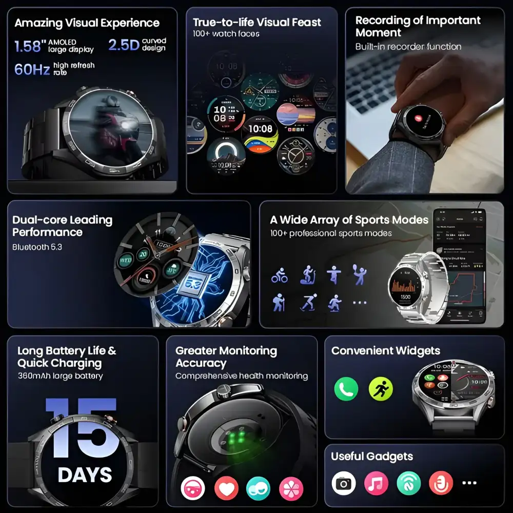 Product flat-lay of HAYLOU Solar 5 beside a smartphone and wireless earbuds, emphasizing smart connectivity.