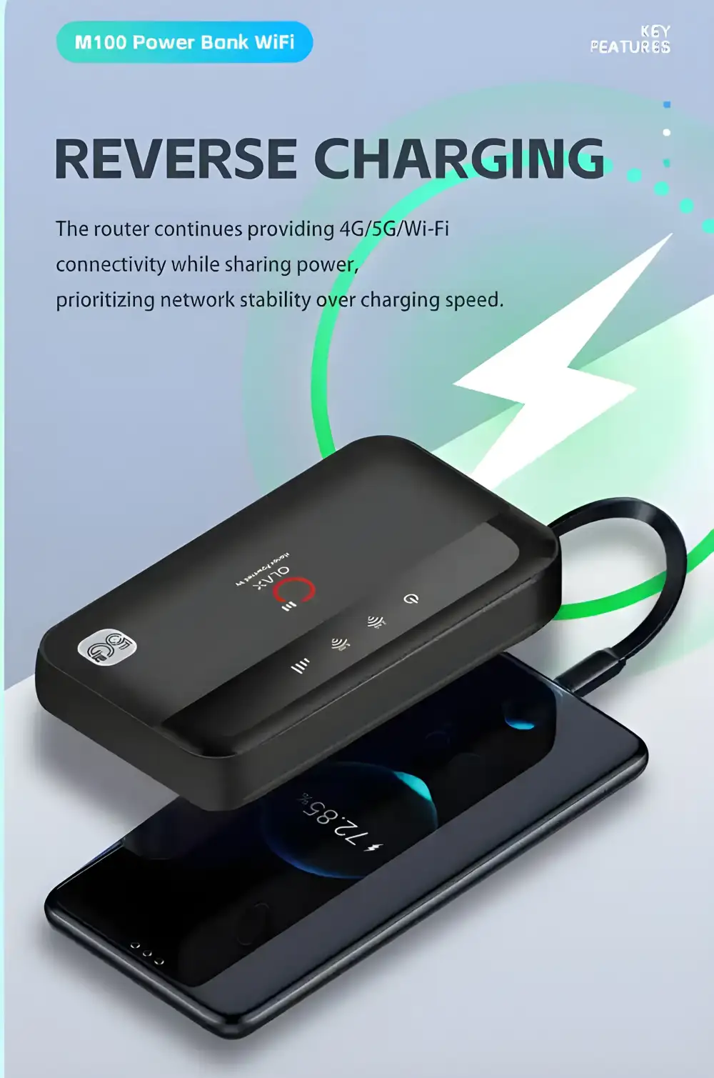 Portable 10000mAh router for strong on-the-go internet 3. High-speed M100 hotspot with long battery backup