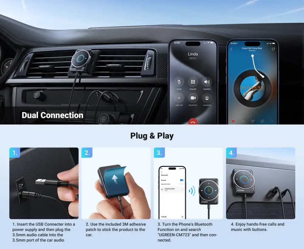 UGREEN CM723 Bluetooth Receiver Audio Adapter 35002 3