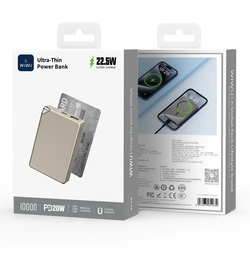 Slim wireless power bank for fast magnetic charging