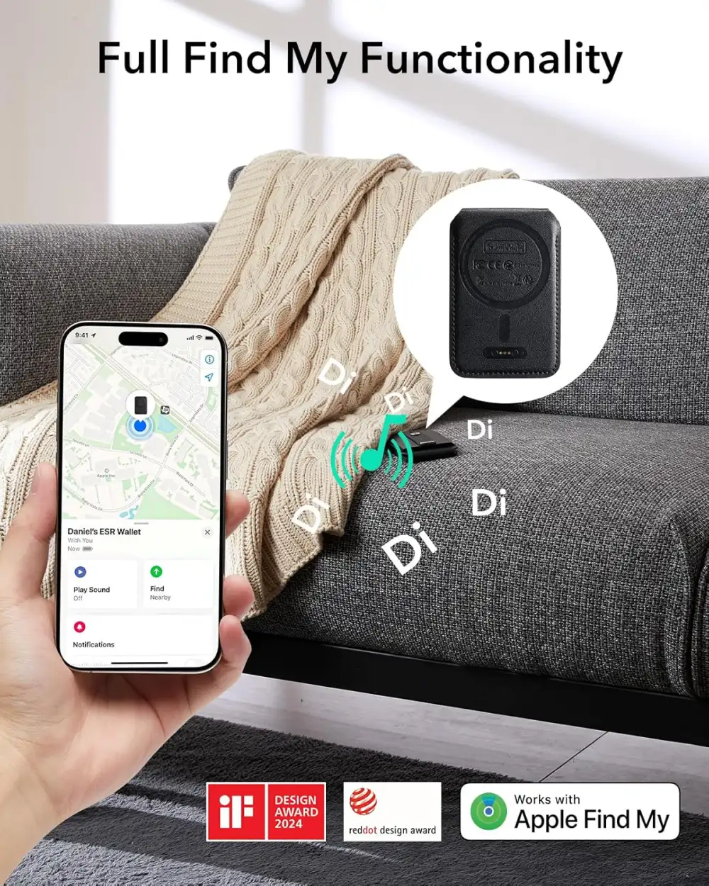 A clean studio shot of the ESR Geo Series MagSafe Wallet Stand,