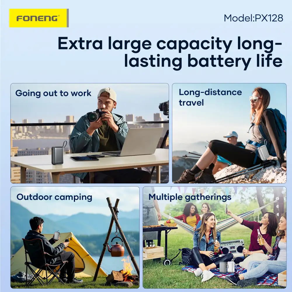 A close-up angle focusing on the USB-C PD port, multiple outputs,