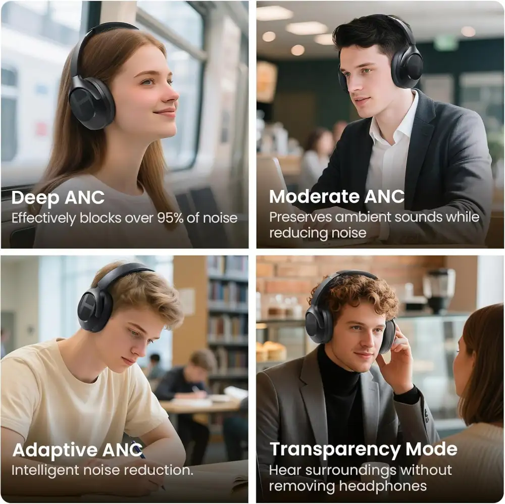 A desk setup image where the S40 is placed beside a laptop and smartphone