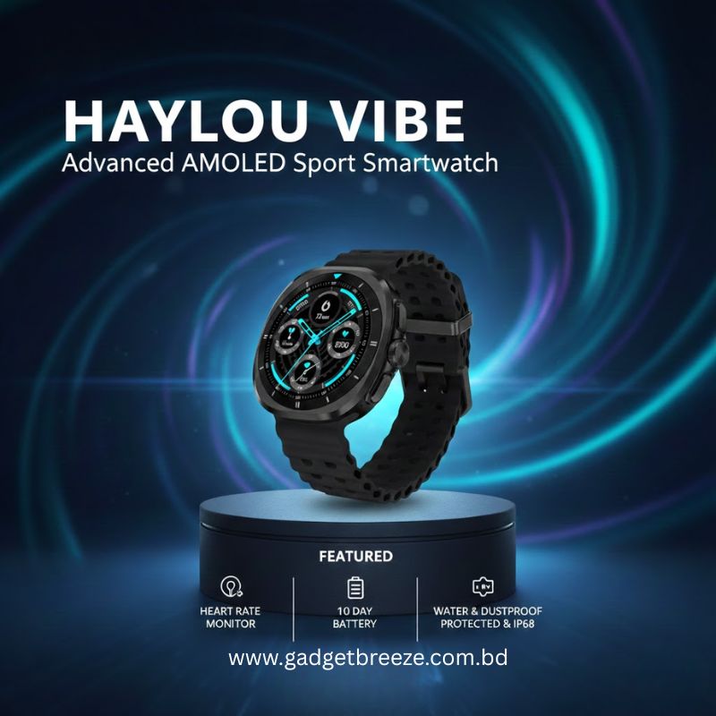 Haylou Vibe smartwatch with vibrant AMOLED display**
2. Stylish calling smartwatch offering smooth dily use