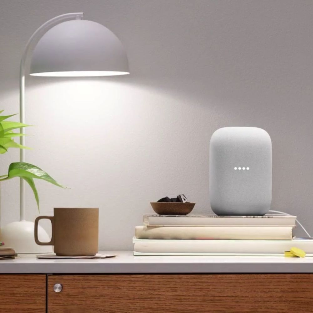 Sleek Nest Audio design powered by Google Assistant