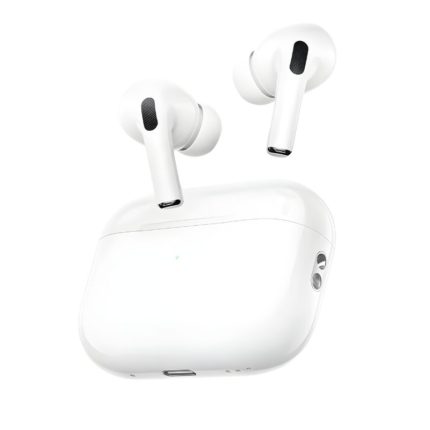 A crisp studio close-up of the Hoco EW90 ANC true wireless earbuds,