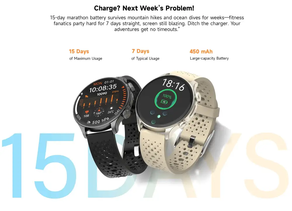 A flat-lay presentation including the smartwatch,